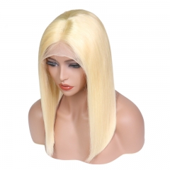 Straight Bob Lace Front Wig 613 Color 150% Density Glueless Swiss Lace Human Hair Pre Plucked Hairline