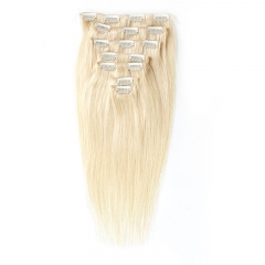 613 Color Straight 120g Human Hair 10PCS Clip In Hair Extentions For Women 10~30 Inch