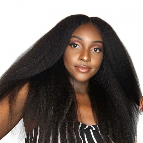 13x6 Lace Front Wig Kinky Straight Hand Tied Suitable Dying Colors No Shedding No Tangle Average Size