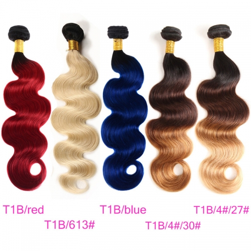 3 Bundles T1B/4#/27# T1B/Red 100% Human Hair T1B/Blue T1B/613 T1B/4#/30# 2019 Hair Color Trends