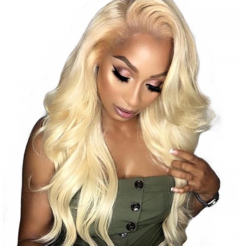 613 Body Wave 360 Frontal Blond Color Human Hair Pre Plucked Hairline Hand Tied