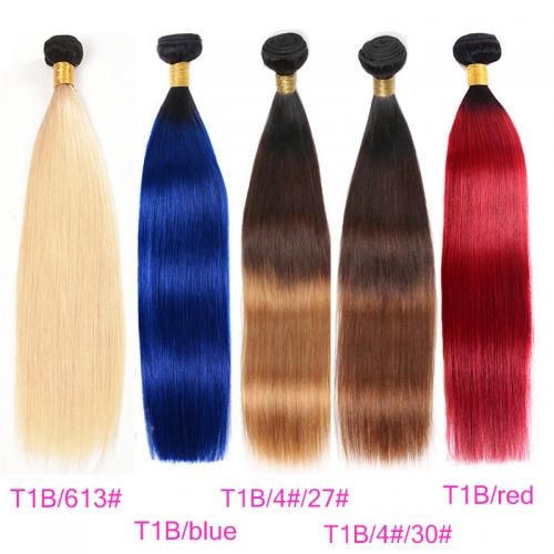 3 Bundles Straight T1B/4#/27# T1B/Red 100% Human Hair T1B/Blue T1B/613 T1B/4#/30# 2019 Hair Color Trends