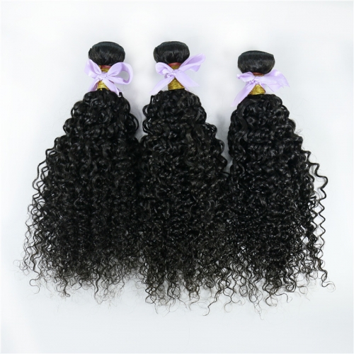 3 Bundles Curly Hair Weft Virgin Hair No Chemical Processing Natural Color