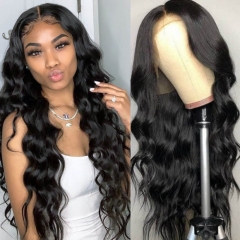 Body Wave Transparent Lace Front Wig Average Size Suitable Dying Colors Natural Headline No Shedding No Tangle