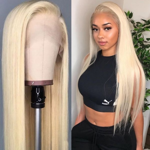 Blonde #613 Color Straight 360 Lace Wig Adjustable Fits Perftecly Around Your Ears Lace Front Wig