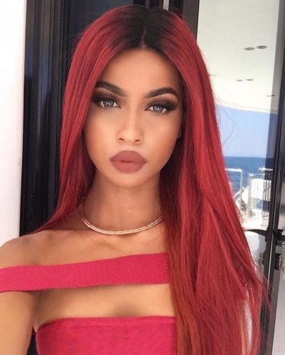 Color Full Lace Wig Straight 1B Red Ombre Color Top Quality For Women Long Straight Virgin Hair