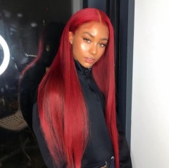 Straight Color Lace Front Wig 1B/Light Red Natural Headline Bleached Knots Can Be Permed No Chemical Processing