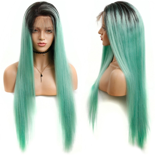 Straight Color Lace Front Wig 1B/Green Natural Headline Bleached Knots Can Be Permed No Chemical Processing
