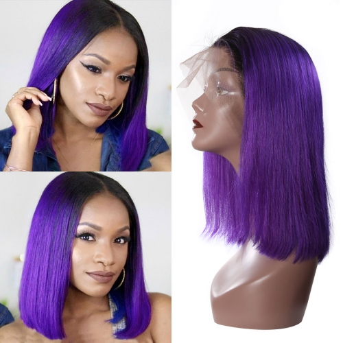 Straight Bob Lace Front Wig 4# Color 150% Density Glueless Can Be Permed Natural Color Hand Tied