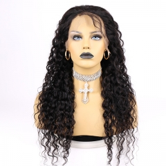 Long Hair Water Wave Human Hair Full Lace Closure Front Wig