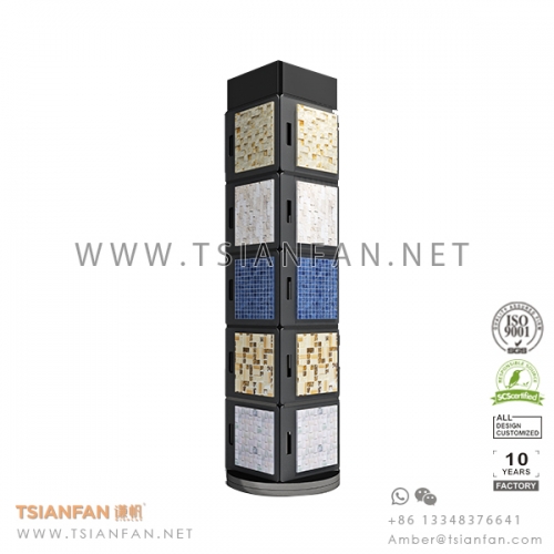 Spinning Stone Mosaic Tile Display Tower for Showroom