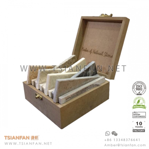 Real Wood Granite and Marble Stone Sample Display Box