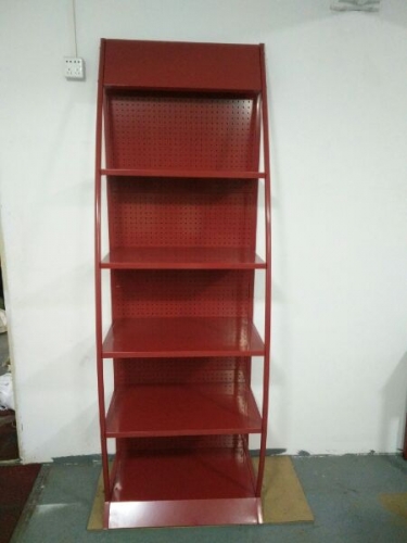 Red Metal Supermarket Engine Oil Storage Display Rack For 4s Shop