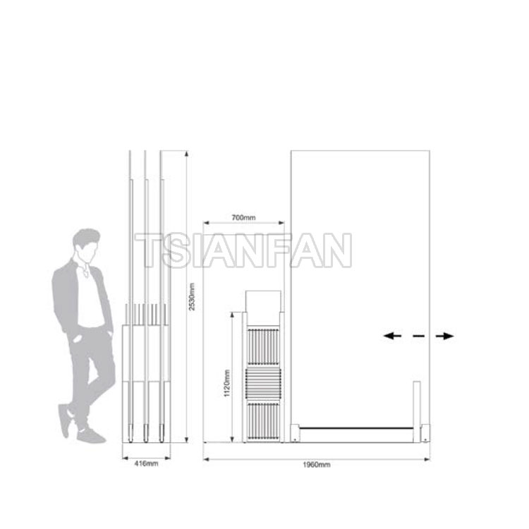 Large Tile Slabs Sliding Display Rack For Showroom Display