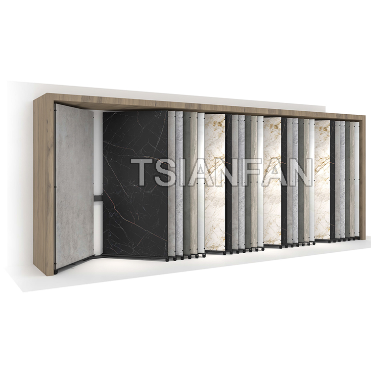 Showroom Sintered Stone Tile Large Slab Sliding Display Rack