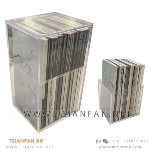 Transparent Plastic Quartz Stone , Artificial Porcelain Sintered Stone Sample Display Box