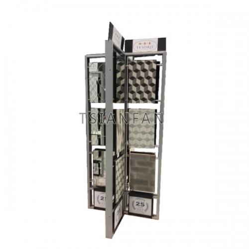 Metal rotating sliding Mosaic Floor tile ceramic Marble stand Store page turning Metal display rack ML080