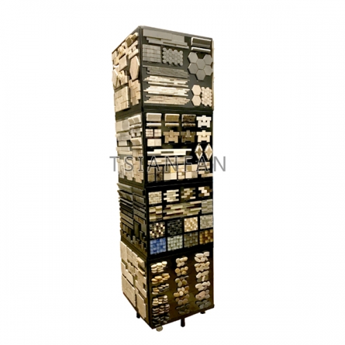 Exhibition hall Mosaic stone sample tile ceramic panel steel floor stand display stand ML103