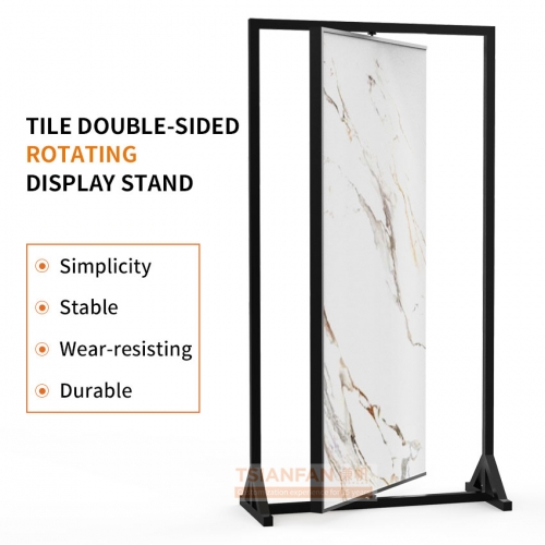 Custom wholesale single sided large tile rotating display stand upright landing stand