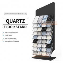 Custom design waterfall tile display stand marble quartzite granite landing stand flooring stand