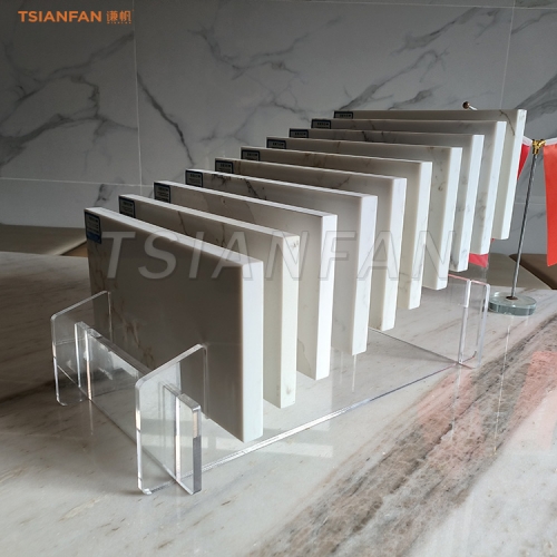 Transparent acrylic countertop stand ladder stone display stand