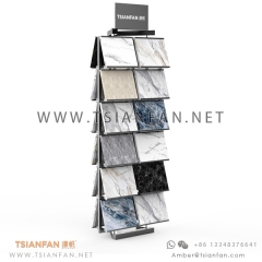 Rotating Panels Artificial Marble Quartz and Granite Display Tower for 2024 Covering Exhibition