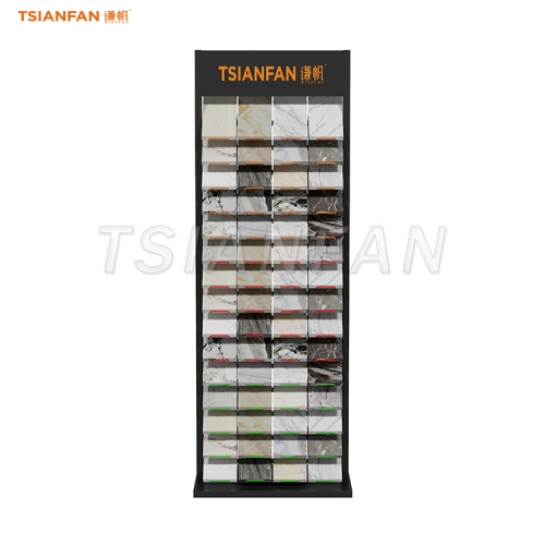 SRL018-z-Basalt stone floor racks exhibition retail display tower