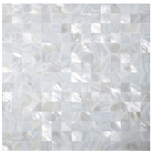 Extra White Seamless Square Pearlized Splashback Tile Mother of Pearl Mosaic MPT04