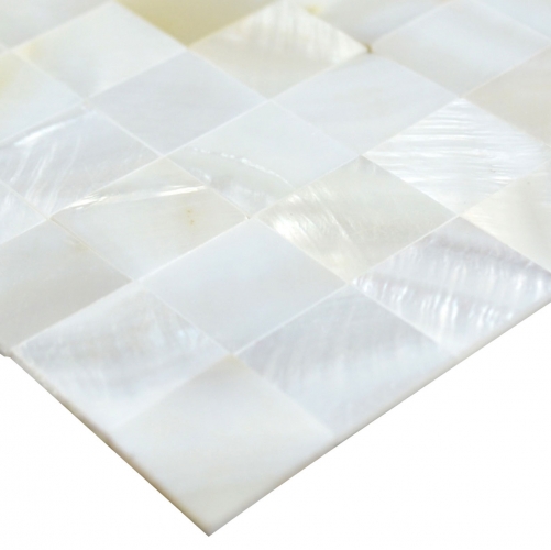 Extra White Tiny Square Pearlized Backsplash Tile Mother of Pearl Mosaic MPT03
