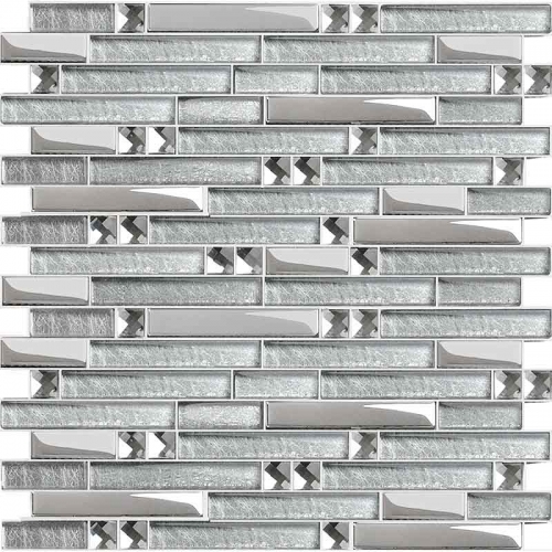 Glacier Icle Glass and Metal Tile for Kitchen Backsplash and Bathroom Wall MGT07