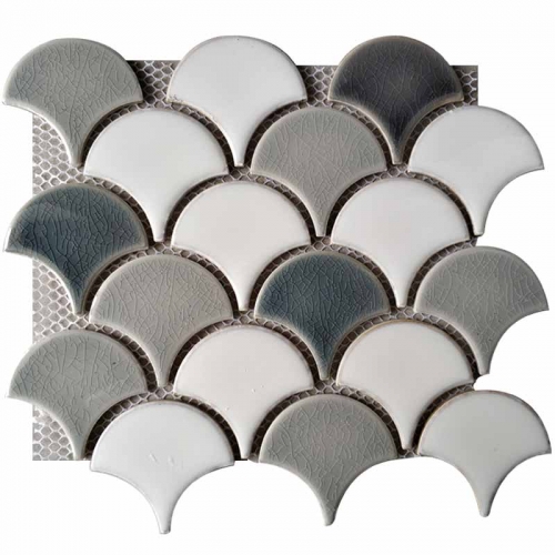 Hoary Fish Scale Porcelain Mosaic Tile with Broken Feature  for Kitchen and Bathroom wall CPT11