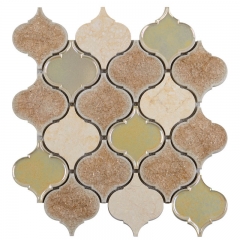 Beige Crackled Porcelain Wall Tile with Arabesque Shape for Kitchen and Bathroom CPT019