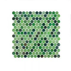 Green Penny Round Glass Mosaic Tile for Backsplash Wall Kitchen CGT011