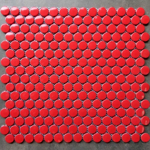 Ruddy Red Penny Round Porcelain Tile for Backsplash and Floor 12x12 CPT108