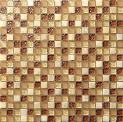 Small Glass Stone Mosaic Tile in Brown for Wall and Backsplash GST121