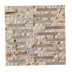 Tumble Beige Nature Stone And Glass Mosaic Tile for Backsplash Wall CGT123