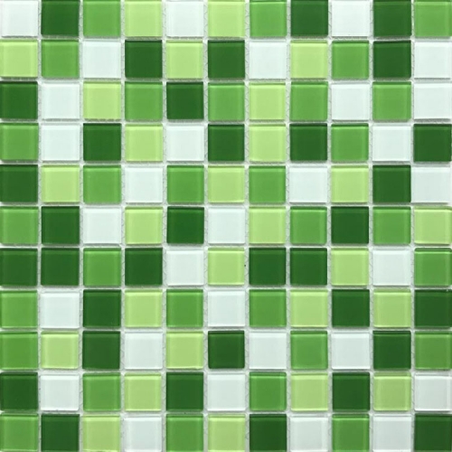 Square Green Glass Mosaic Tile for Kitchen Backsplash and Bathroom Wall CGT026