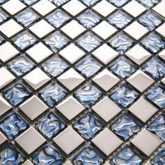 Metallic Blue Glass Mosaic Tile for Backsplash and Wall MGT020