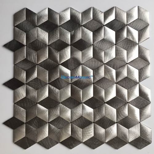 2mm 3D Rhombus Aluminum Mosaic Tile in Grey for Backsplash and Wall ALT102