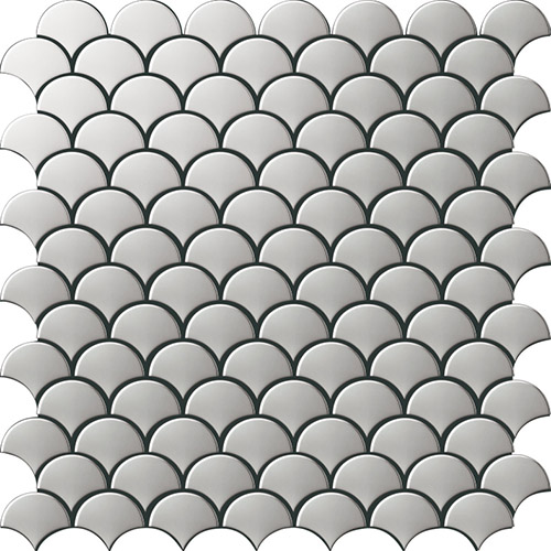 Silver Fish Scale Stainless Steel Mosaic Tile Kitchen Backsplash Design SST111