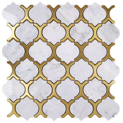 Calacatta Gold Tile Arabesque Mosaic Stone Backsplash MST008