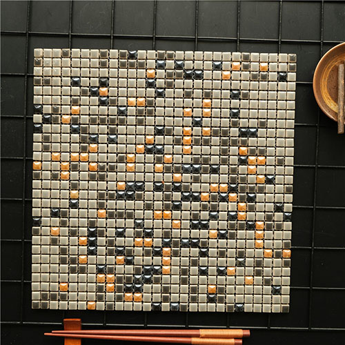 Brown Mini Square Glass Mosaic Tile for Kitchen Bathroom and Living Room Wall CPT218