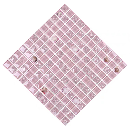 Pink Square Glass Mosaic Backsplash Tile For Bathroom And Kitchen. Design CGT094