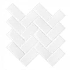 Extra White Peel and Stick Tiles Herringbone Mosaic SOT1037 (1 Sq.ft/Sheet)