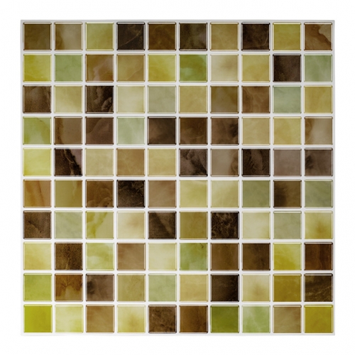 Green and Brown Peel and Stick Square Backsplash Tile SOT1039 (0.69 Sq.ft/Sheet)