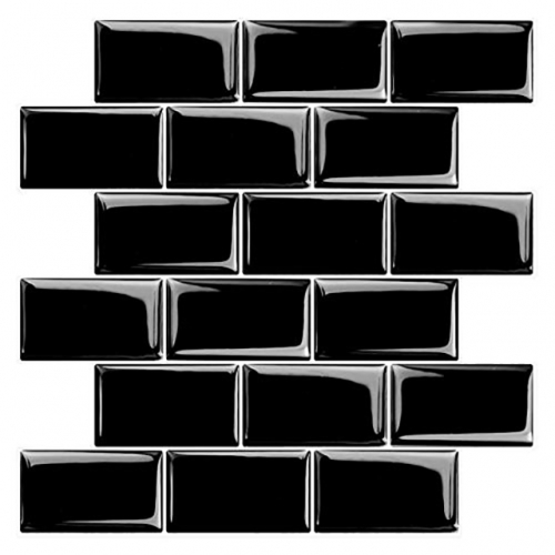 Black Subway Peel and Stick Backsplash Tile SOT1041 (0.97 Sq.ft/Sheet)