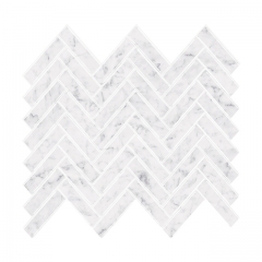 White Peel and Stick Herringbone Backsplash Tile SOT1046 (0.71 Sq.ft/Sheet)