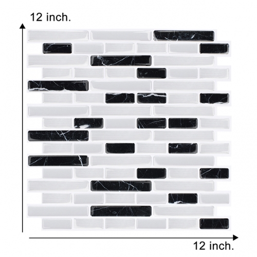 Black Grey Interlocking Peel and Stick Backsplash Tile SOT1044 (0.97 Sq.ft/Sheet)