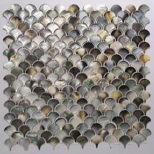 Dark Fish Scale Tile Pearlized Backsplash for Bathroom MPT22