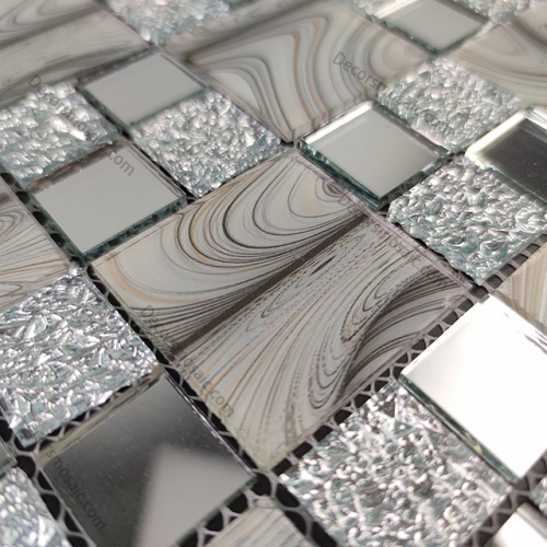 silver or stainless mosaic tiles - Google Search  Glass mosaic tile  kitchen, Glass mosaic tile backsplash, Mosaic tile backsplash kitchen